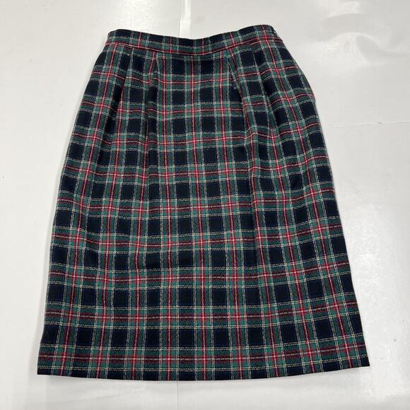 Vintage Pendleton Black Stewart Tartan 100% Wool Skirt Women 10 Petite Academia - Picture 1 of 10